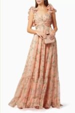 Ginny Printed Ruffle Lace Up Chiffon Maxi Dress - Image 8