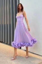 Gloria Ruffle A-line Slip Midi Dress