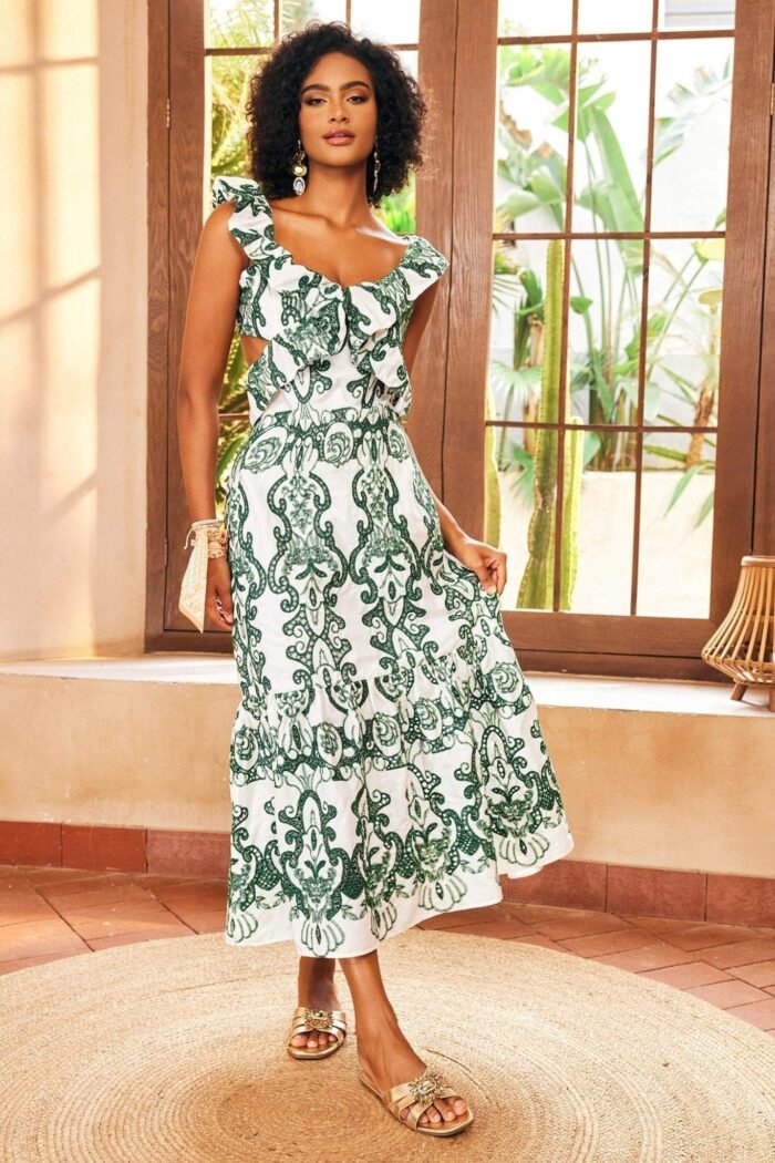 Gwen Embroidered Ruffled Maxi Dress - Image 3