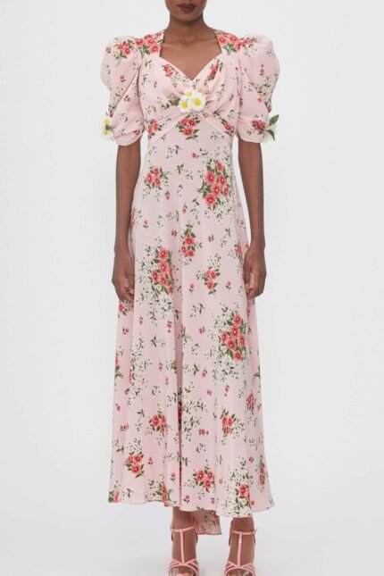Hanna Printed Puff Sleeve Maxi Dress