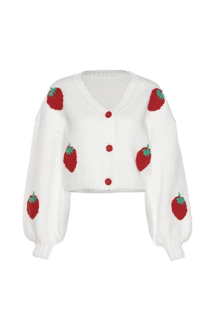 Hanna Strawberry Knit Sweater Cardigan - Image 7