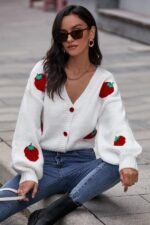 Hanna Strawberry Knit Sweater Cardigan - Image 3