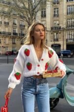 Hanna Strawberry Knit Sweater Cardigan