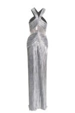 Heloise Metallic Cross Halter Neck Maxi Dress - Image 9