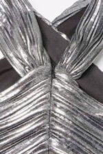 Heloise Metallic Cross Halter Neck Maxi Dress - Image 8