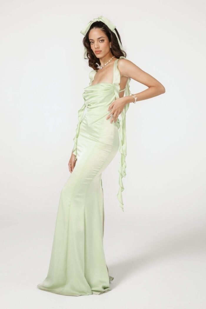 Hilda Ruffle Ribbon Backless Maxi Dress - Image 5