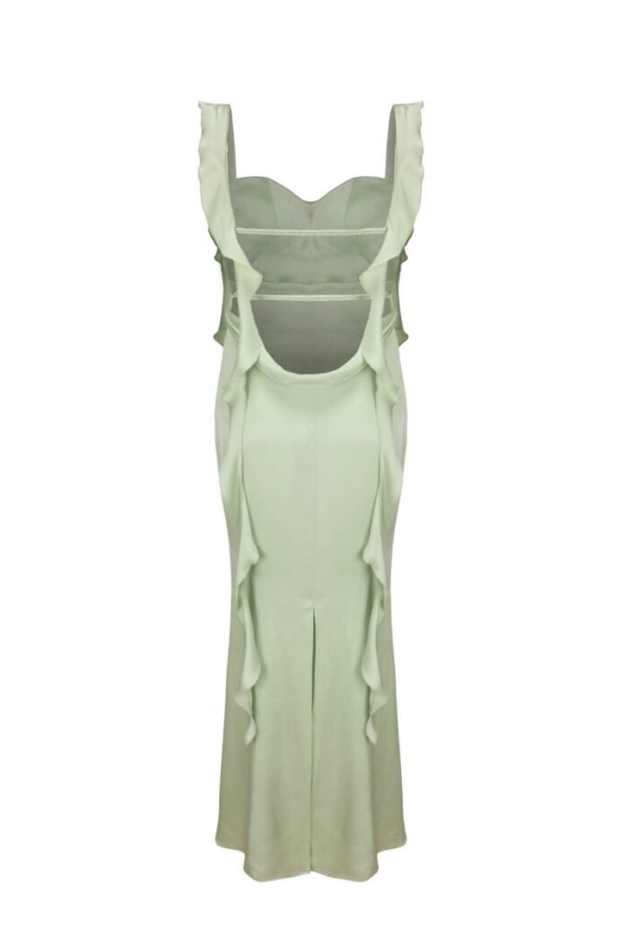 Hilda Ruffle Ribbon Backless Maxi Dress - Image 9