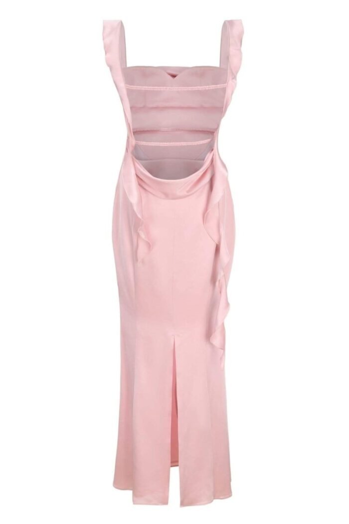 Hilda Ruffle Ribbon Backless Maxi Dress - Image 14