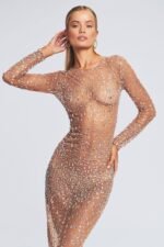 Ina Diamante Mesh Slit Maxi Dress - Image 9