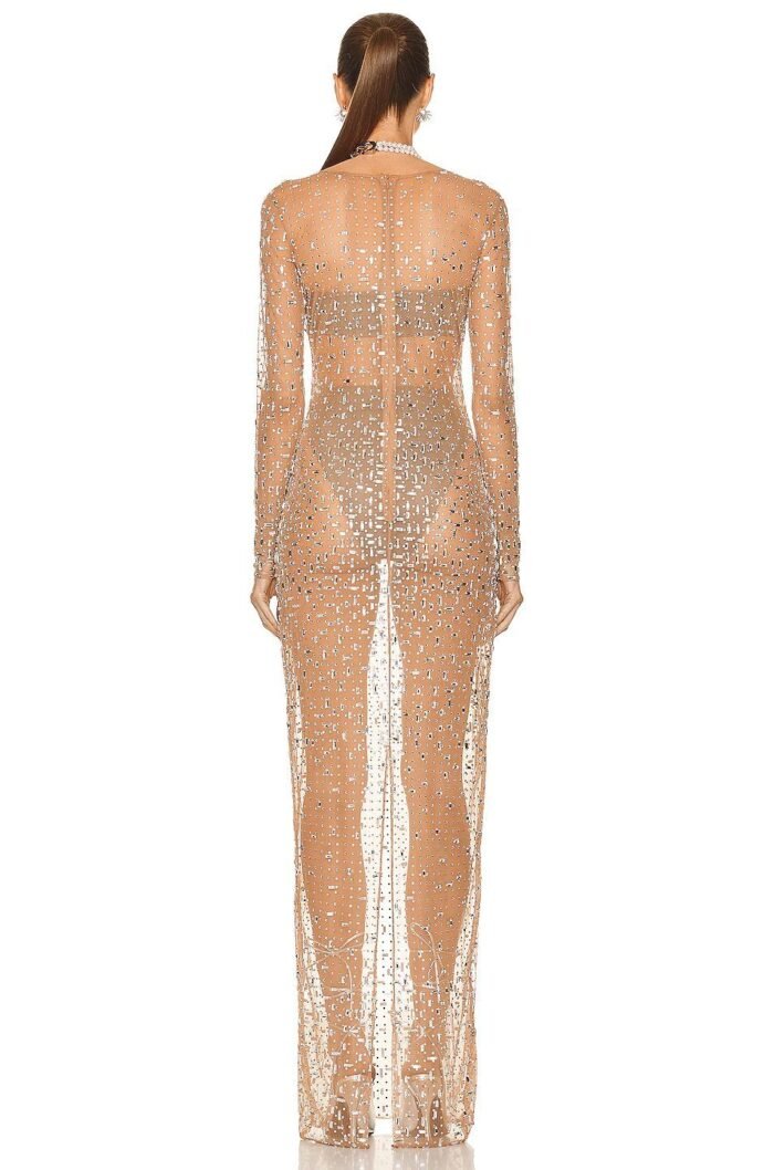 Ina Diamante Mesh Slit Maxi Dress - Image 11