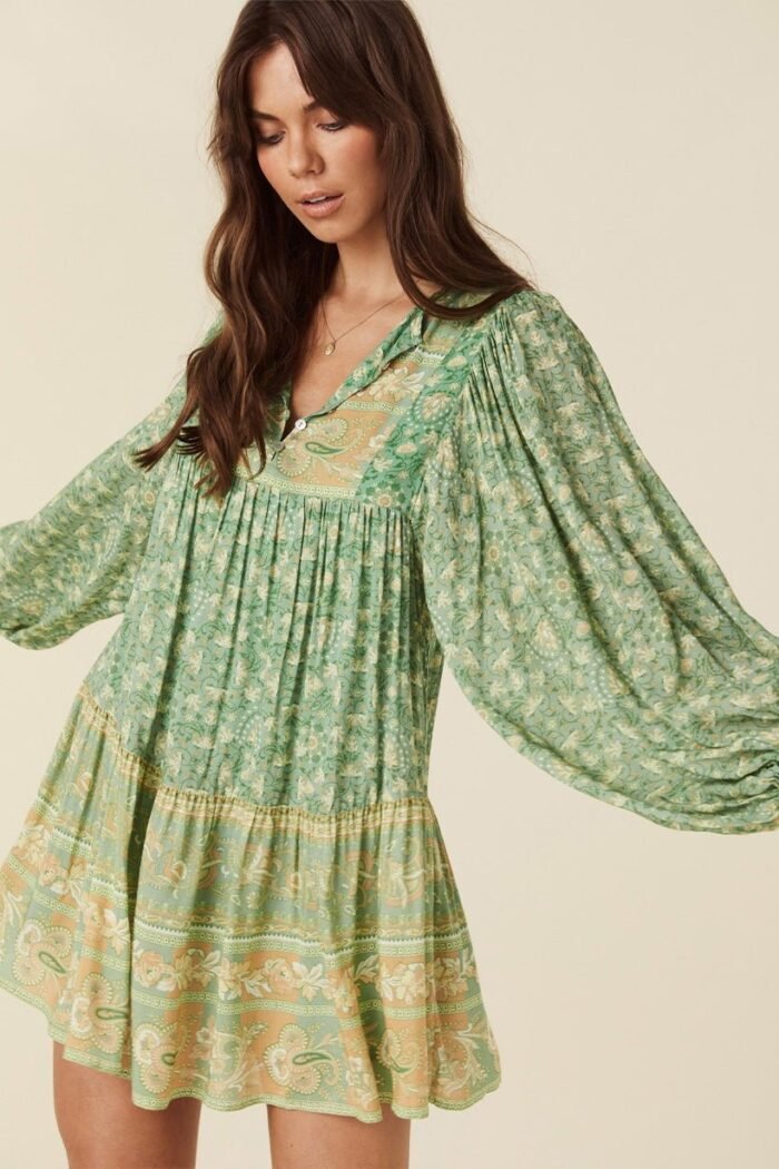 Ina Splice Printed Mini Peasant Dress - Image 3