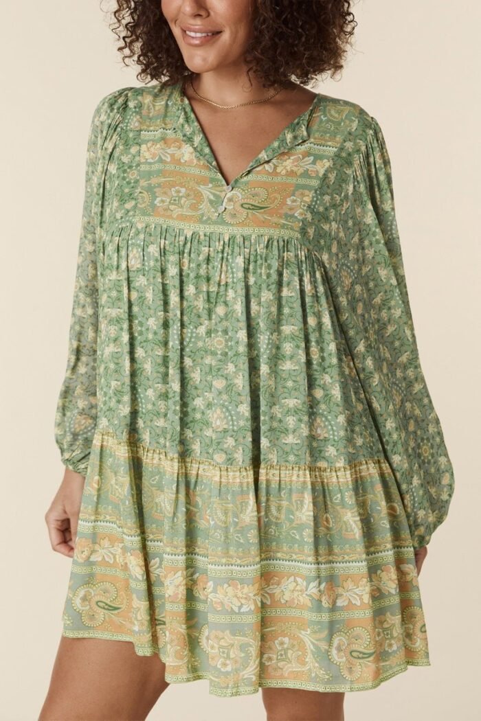 Ina Splice Printed Mini Peasant Dress - Image 4