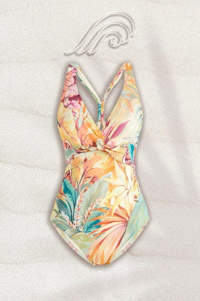 Ira Printed Wrap Cross Back Swimsuit - Image 2