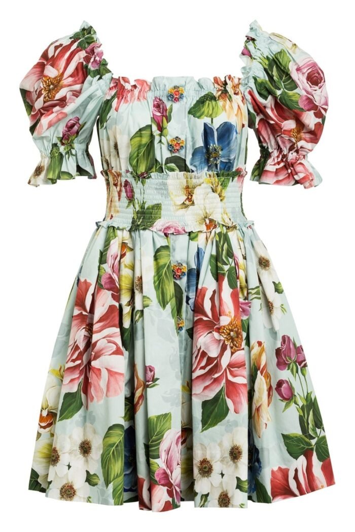 Ivy Printed Shirred Bodice Flare Mini Dress - Image 7