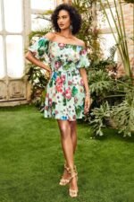 Ivy Printed Shirred Bodice Flare Mini Dress - Image 2