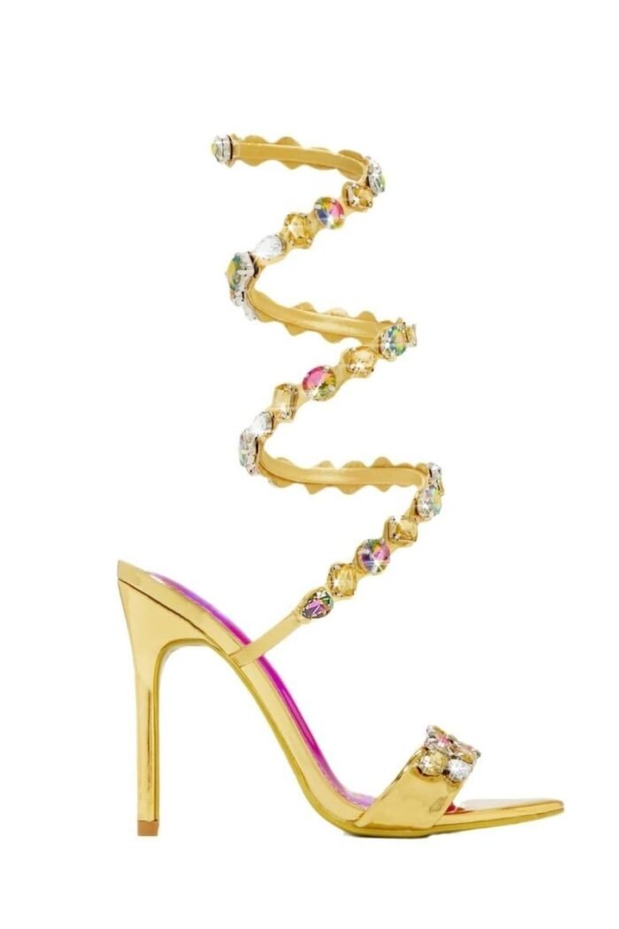Ivy Rhinestone Ankle Wrap Stiletto Heel - Image 4