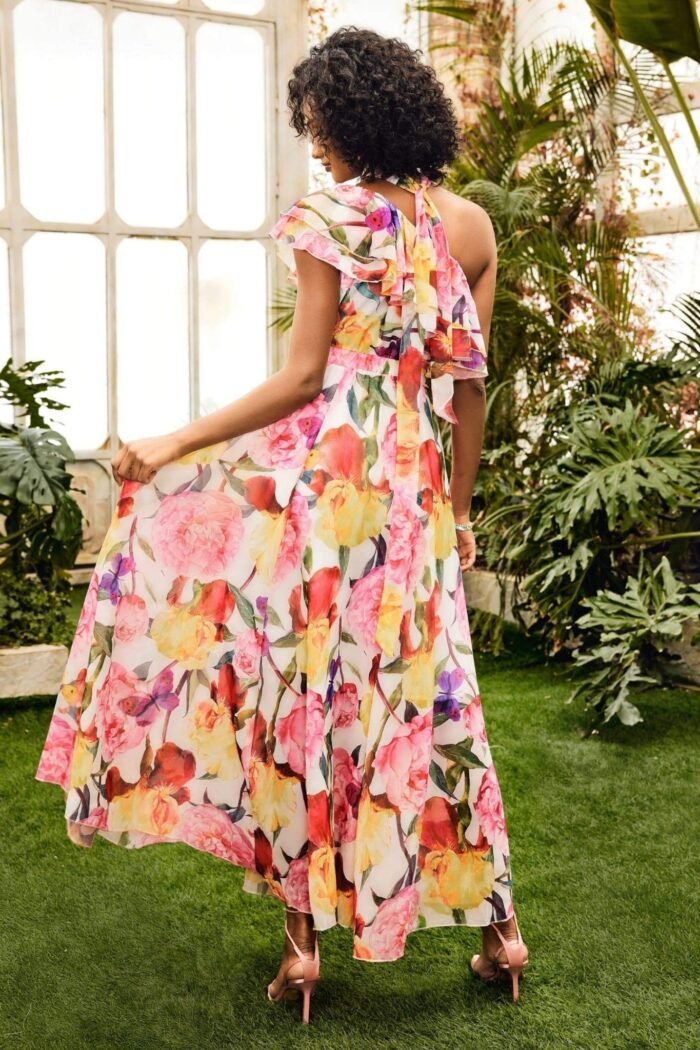 Jacqueline One Shoulder Floral Printed Maxi Dress - Image 4