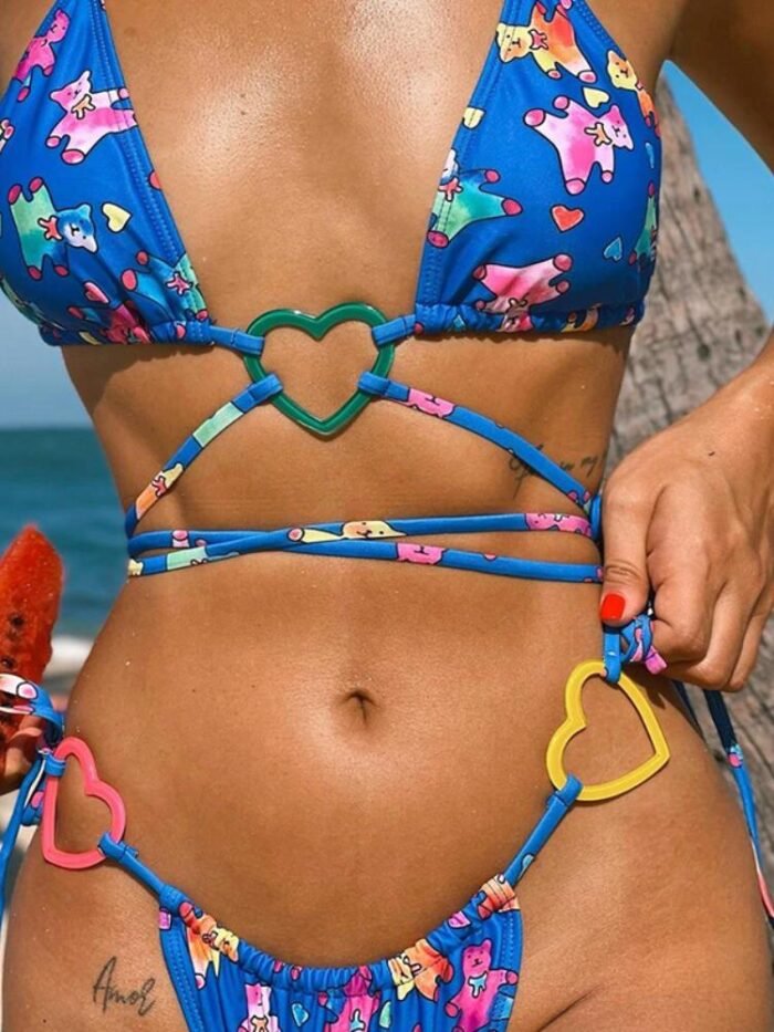 Jamie Printed Hearted Bikini - Image 3