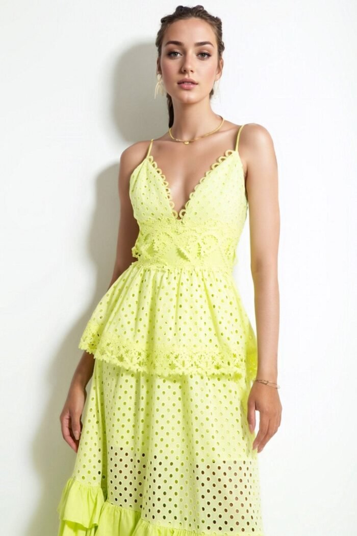 Janet V-neck Ruffle Maxi Slip Dress - Image 3