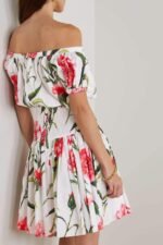 Jemima Printed Off-shoulder Shirred Mini Dress - Image 2