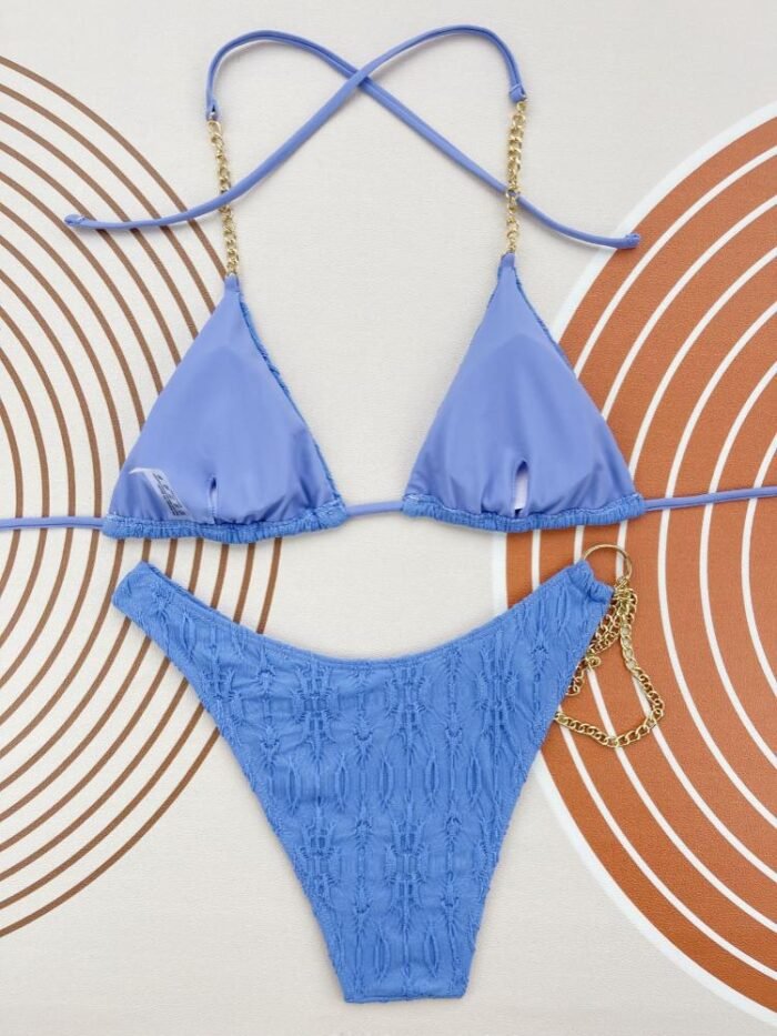 Jessie Plisse Metal Chain Bikini - Image 3