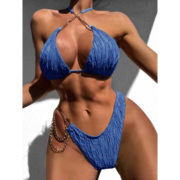 Jessie Plisse Metal Chain Bikini - Image 1