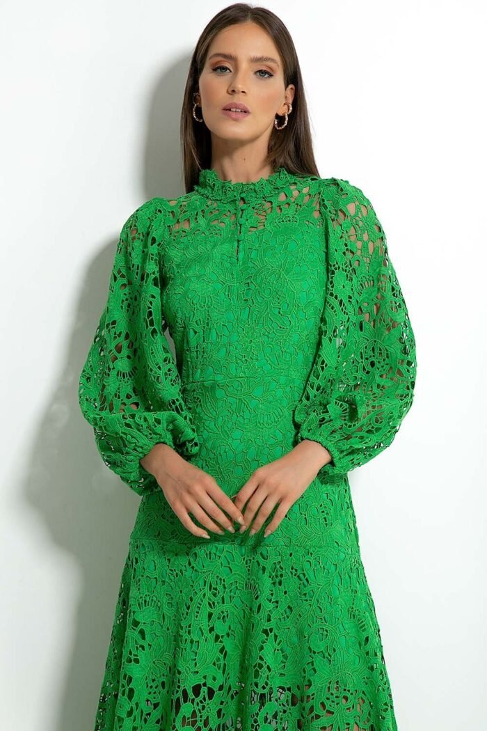 Joa Embroidered Lace Trimmed Flare Maxi Dress - Image 8