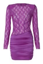 Joanna Lace Gathered Mini Dress - Image 7