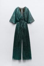Jocelyn V-neck Metallic Plisse Jumpsuit - Image 7