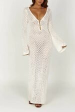 Josie V-neck Cut-out Knit Maxi Dress - Image 12