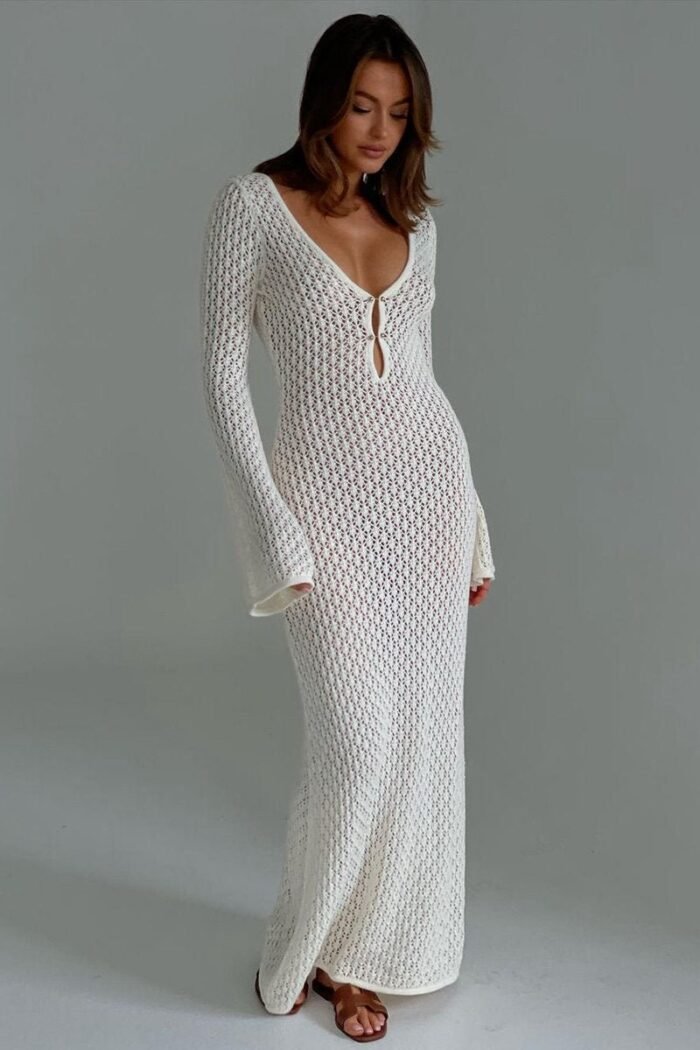 Josie V-neck Cut-out Knit Maxi Dress - Image 11
