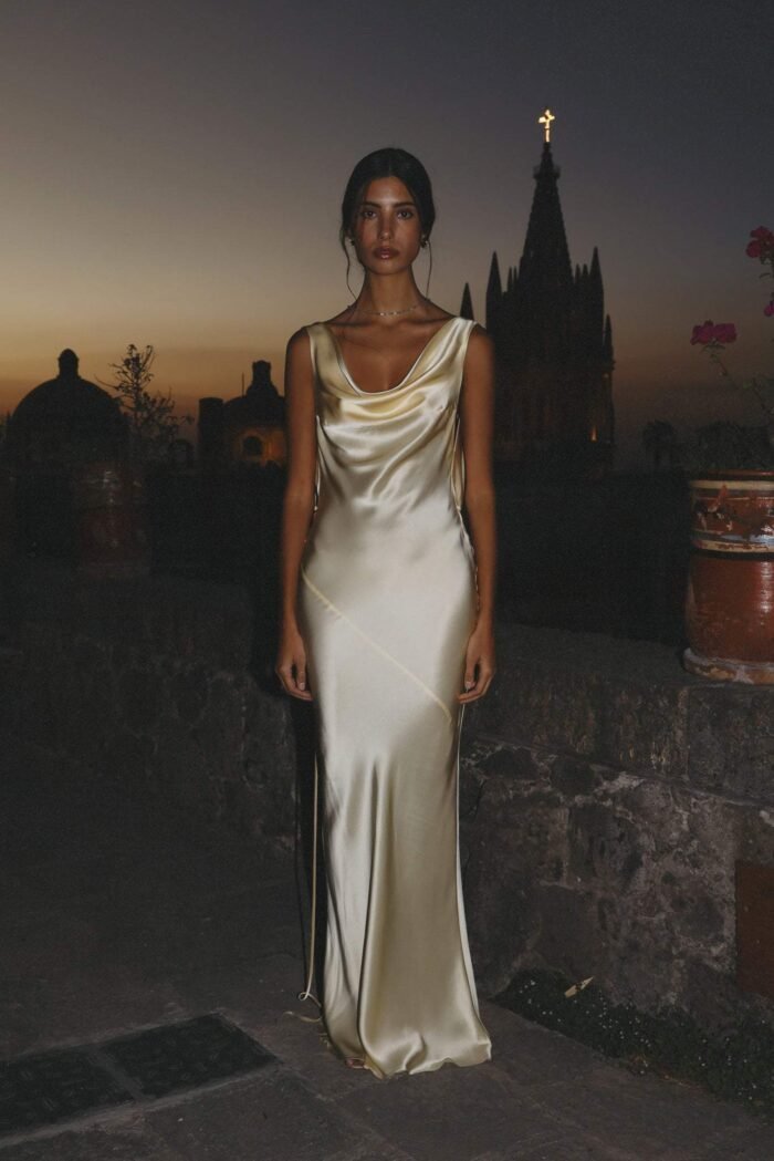 Persis Cowls Backless Satin Maxi Dress - Image 8