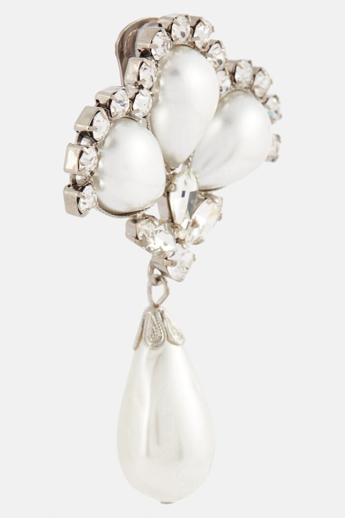 Debby Pearl Diamante Drop Earrings - Image 3