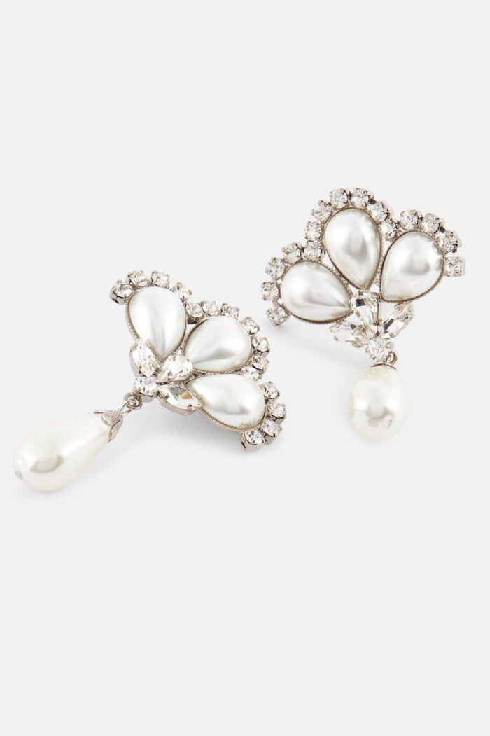 Debby Pearl Diamante Drop Earrings - Image 2