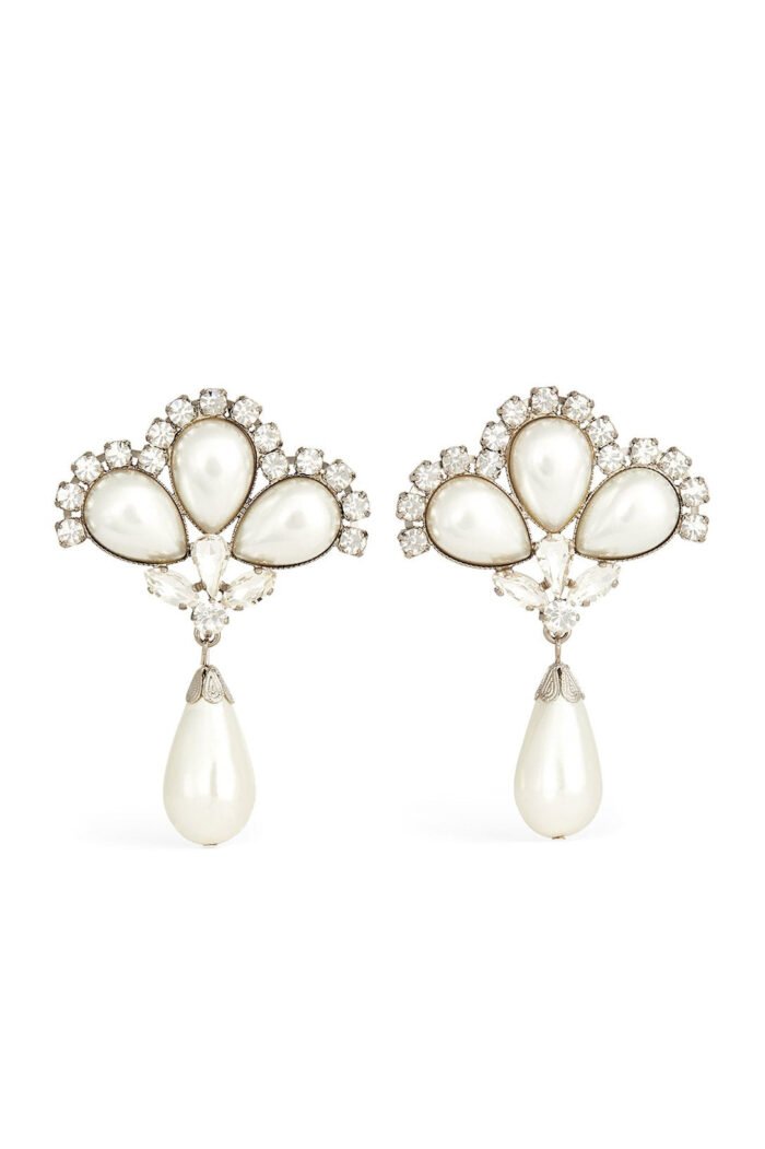 Debby Pearl Diamante Drop Earrings - Image 4