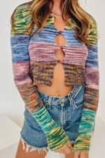 Judith Colorblock Knit Sweater Cardigan