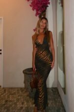 Juneen Printed Backless Slip Maxi Dress - Image 7