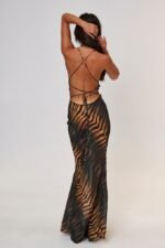 Juneen Printed Backless Slip Maxi Dress - Image 4