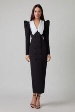 Kathy Peter Pan Collar V-neck Midi Dress - Image 4
