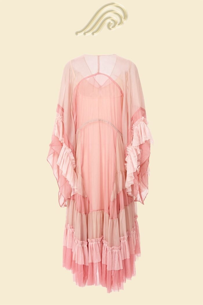 Katie Mesh Gradient Pink Midi Maxi Dress - Image 1