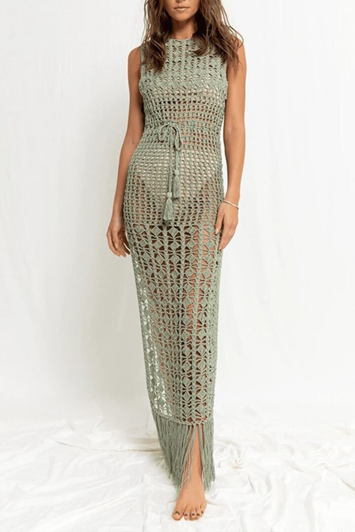 Kay Crochet Lace-up Beach Cover-up - Image 3