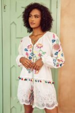 Kyndall Embroidered Floral Tassel Blouse - Image 3