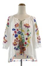 Kyndall Embroidered Floral Tassel Blouse - Image 9
