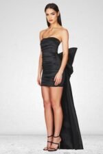 Laura Bow-tie Strapless Satin Mini Dress - Image 2