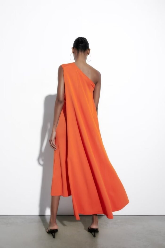 Laura One-shoulder Cape Knit Midi Dress - Image 5