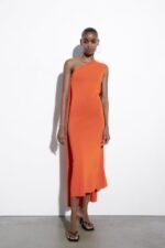 Laura One-shoulder Cape Knit Midi Dress - Image 7
