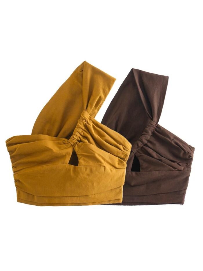 Laura One Shoulder Crop Linen Top - Image 1