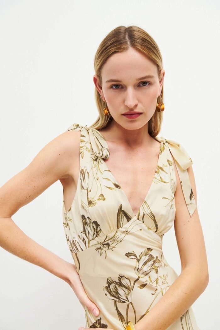 Leila Printed Knotted Flare Maxi Dress - Image 2