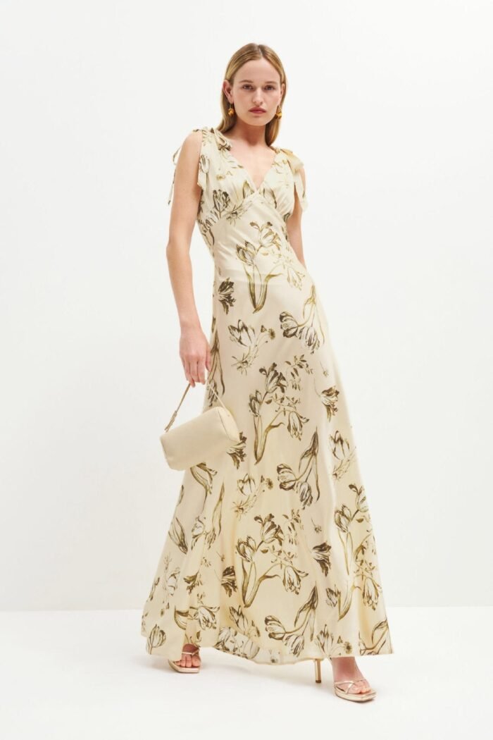 Leila Printed Knotted Flare Maxi Dress - Image 1