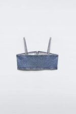 Lena Diamante Denim Crop Top - Image 7